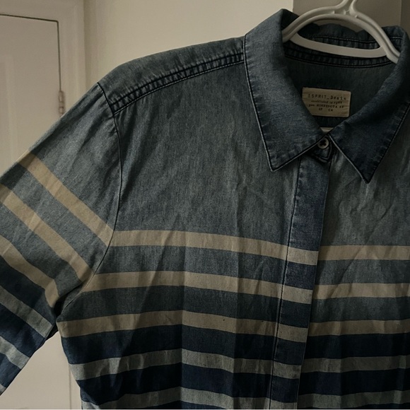 Esprit | Denim Long Sleeve Striped Button Down Shirt | Size Small - Picture 3 of 6